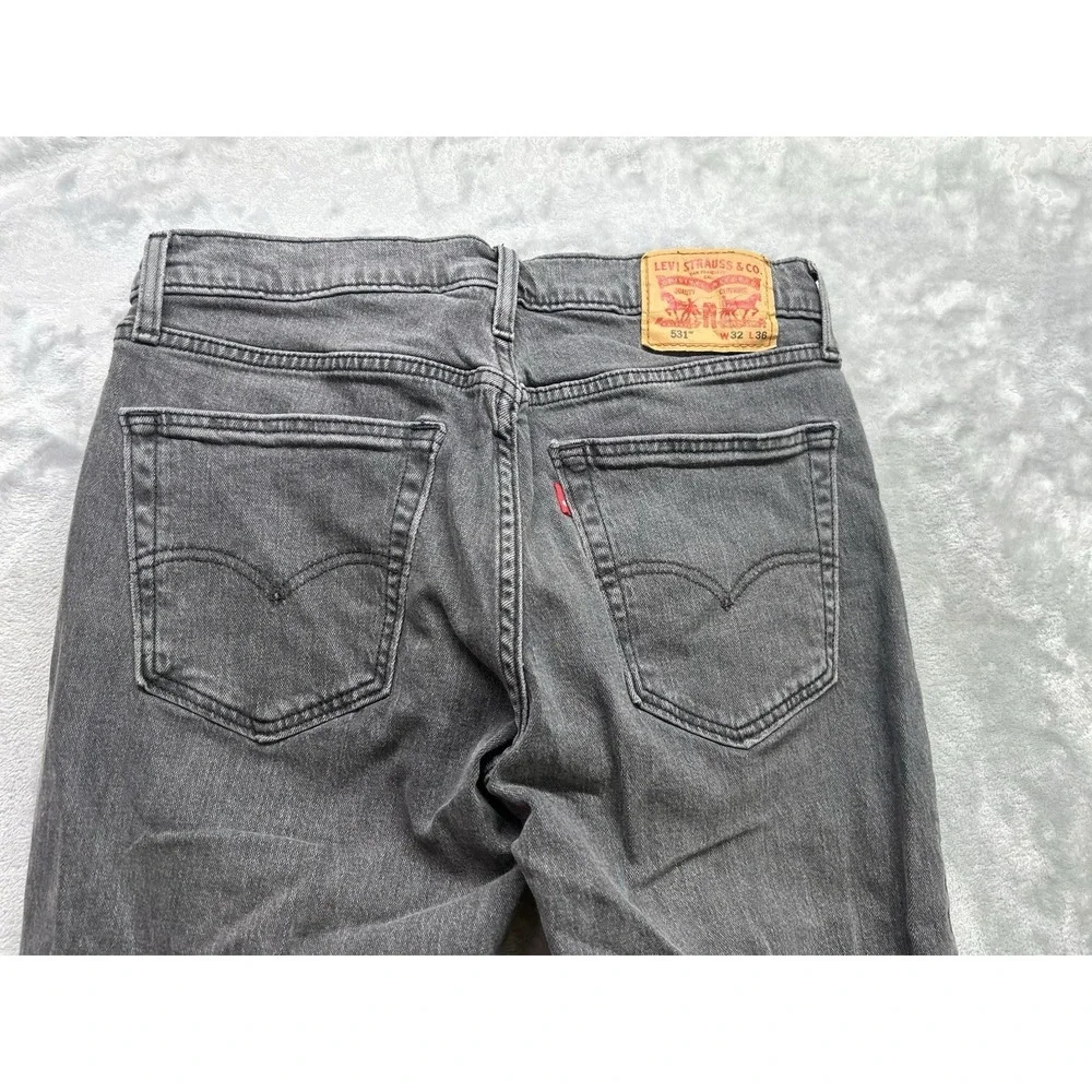 Levis 531 Jeans Men 32x36 Fits W31 Black Athletic Slim Fit Faded Grunge Workwear